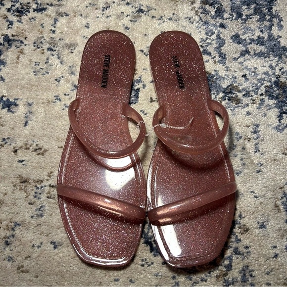 Steve Madden Vamp Pike Pink Glitter Jelly Sandals Size 7 - Picture 1 of 8